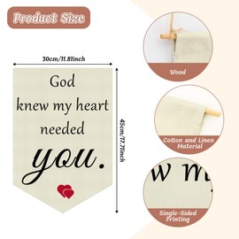 Bible Verse Christian Gift Hanging Pennant Flag Banner Scripture Religious Decor Baby Newborn Kids Gifts for Nursery Bedroom Playroom Kids Boy Girl Christmas Birthday Gift Cotton Linen