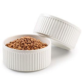 Wellbro Non-Slip Ceramic Dog Bowls,5" Dog Food and Water Bowl Set with Silicone Base, 16oz/2cups Weighted Flip-Proof Pet Feeding Bowl for Small Dogs and Cats (2Pack)