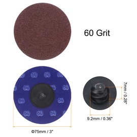 sourcing map 25pcs Quick Change Sanding Discs 3" 60 Grit R-Type Roll Lock Aluminum Oxide Conditioning Disc Sandpaper for Die Grinder Grinding Fast Cutting