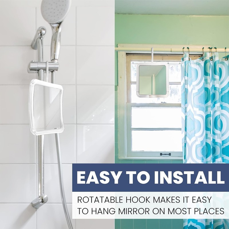 MIRRORVANA Hangable Fogless Shower Mirror for Shaving with 360° Swivel