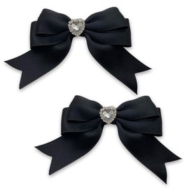 TK.tech Mine Type Ribbon, Hair Clip, Heart Bijou, Subcal Mine, Angel Kaikuma, Mass Production, Push Lifting, Picture, Women's, Hair Clip, Black, Pack of 2
