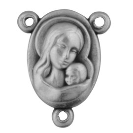 Devotional Rosary Centerpiece with Holy Soil or Water - Pack of 3 (Madonna and Child with Holy Soil)