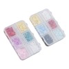 2 Boxes 12 Grids 3D Flower Nail Charms Resin DIY