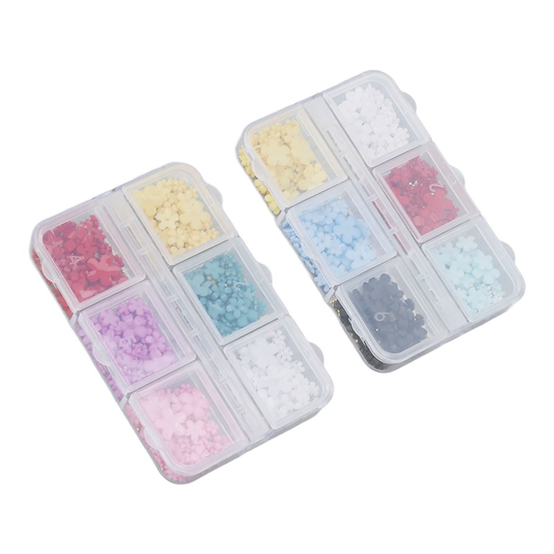 2 Boxes 12 Grids 3D Flower Nail Charms Resin DIY