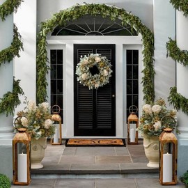 Zevanor 4" x 12" Flameless LED Waterproof Remote Pillar Candles, Timer Battery Operated Flickering Large Plastic White Outdoor Candles (Long Lasting 420 Hours, Pack of 2)