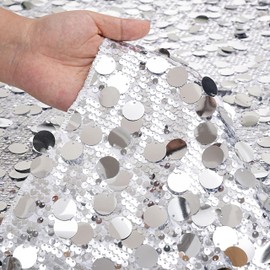 Rectangle Glitter Sequin Tablecloth: Silver Sequin Fabric Table Cloth 50x102 Inch Table Over for Wedding Birthday Party Baby Bridal Shower