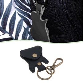 eMagTech 1Pc Black Guitar Picks Holder Artificial PU Leather Case with Keychain and Hook for Acoustic Electric Guitar Variety Pack Bass Picks Storage Pouch Organizer for Guitar Players, Only Case