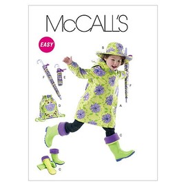 McCall's Patterns M6392 Children's/Girls' Raincoat, Hat, Boot Liners, Backpack and Umbrella Cases, Size Kid [(3-4) (5-6) (7-8)]
