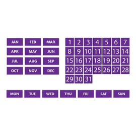 Whiteboard Calendar Magnet Bundle (Dates, Days of The Week, Months) by DCM Solutions (Purple, 0.5"x0.5")