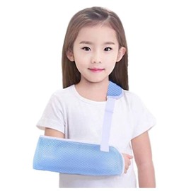 RICHAIR 子供用 腕つりサポーター アームホルダー 三角巾 アームスリング アームリーダー 腕スリング ブルー (３－７才用)