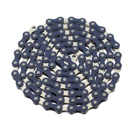 Fenix Cycles YBN S410 Bicycle Chain (1-Speed, 1/2 x 1/8-Inch, 112L) Two Tone, (Blue/Chrome)
