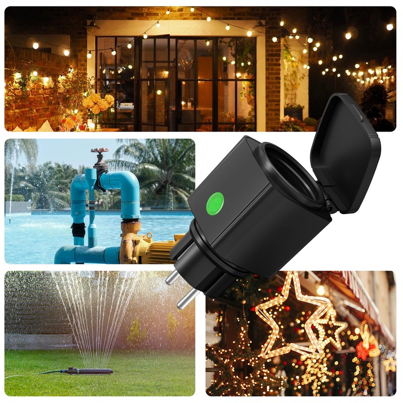 HBN WiFi Socket Outdoor 16A, Smart Home Timer Switch Outdoor