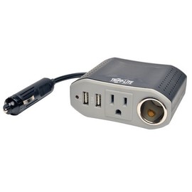 Tripp Lite 100W Car Power Inverter with 1 Outlet & 2 USB Charging Ports, Auto Inverter, Ultra Compact (PV100USB),Gray