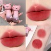 4Pcs Cute Bear Liquid Lipstick Set,Velvet Cream Red Long Lasting