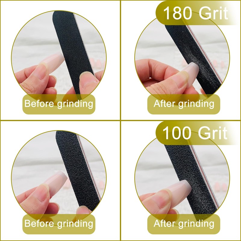 HeeYaa Nail File 10 PCS Professional Double Sided 100/180 Grit