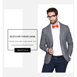 MDSTYLE Bow Ties for Men Pre-Tied Adjustable - Classic Men's Bow Tie - Tuxedo Wedding Formal Bowtie Solid Color Bowties (Orange)