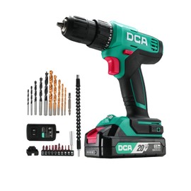 DCA Cordless Drill Set, 336 in-lbs Torque, 3/8" Keyless Chuck, Electric Power Drill with 2.0Ah Battery and Charger,18+1 Position,25-Piece 20V Drill Driver Kit, ADJZ2035 (Renewed)