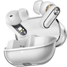 TOZO Crystal Pods Hybrid Active Noise Cancelling Wireless Earbuds, 10mm Drivers Deep Bass, 4 Mics Smart ENC AI Calls, Real-Time AI Translation, 32 EQ via App, Bluetooth 5.4, Crystal Design