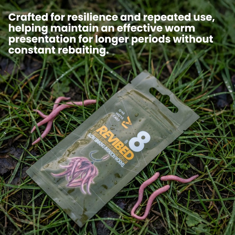 OMC Revibed Imitation Worms 8pcs - Artificial Fishing Worm Bait