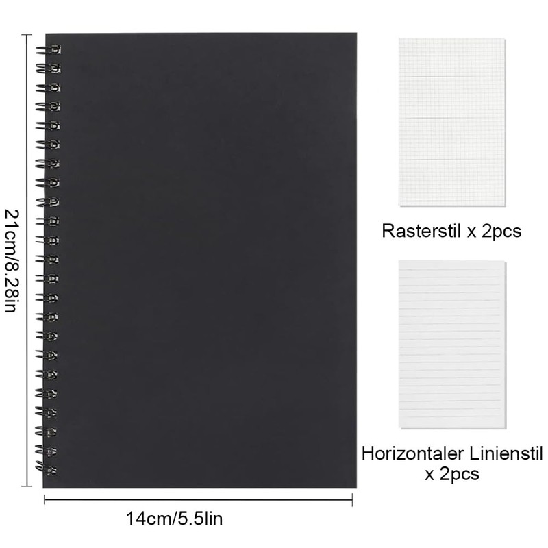 KUIZHEN A5 Spiral Notepad, Pack of 4 Notepad with Spiral