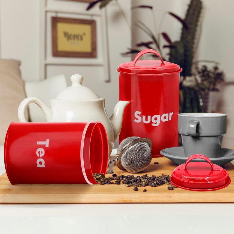 Plexon Bread Box for Kitchen Countertop with 3 Coffee, Tea,
