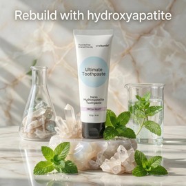 envitamin Fluoride Free Nano Hydroxyapatite Ultimate Toothpaste for Remineralizing Enamel & Sensitive Relief, Whitening, Antiplaque, SLS Free, Fresh Mint, 4 oz (1 Tube, Fresh Mint)
