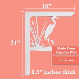 JennyGems Heron Egret Mailbox Bracket with Cattails, Corner Porch Decoration, Beach House Decor, Made in USA