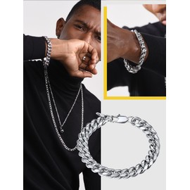 PROSTEEL Bracelet for Men Chain Chunky Cuban Link Chains Man Jewelry Stainless Steel Mens Bracelet