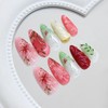 24 Pcs Red Pink Press on Nails Short Almond Nail