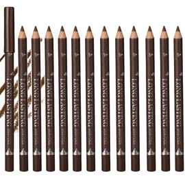 12Pcs Eyebrow & Eyeliner Pencil Set – Waterproof & Smudge-Proof Brow Pen – Long-Lasting Smooth Application Ultra-Fine Tip for Natural Precise Definition Coffee Color for Daily Makeup
