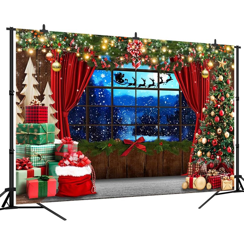 CapiSco Merry Christmas Backdrop for Red Christmas Party Decorations, Red