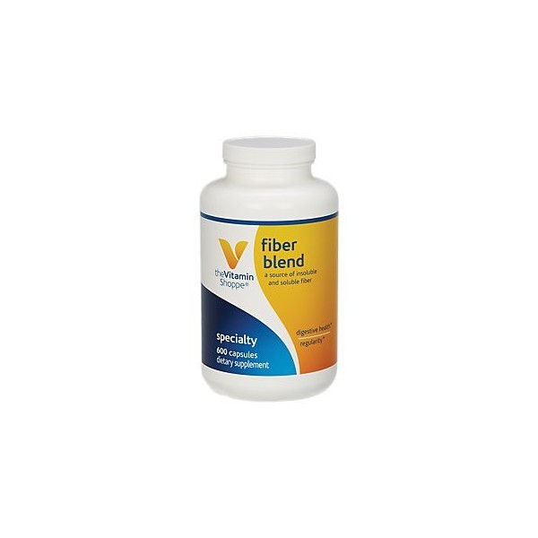 The Vitamin Shoppe Fiber Blend, A Natural Source of Insoluble and Soluble Fiber, Supports Digestive Health Regularity (600 Capsules)