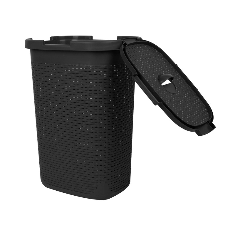 Mind Reader 60L Slim Laundry Hamper, Clothes Basket, Lid, Wicker