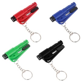 TIESOME 4 PCS Car Window Breaker Car Belt Cutter Keychain, Cars Belt Cutter and Glass Breakers with Survival Whistle, Emergency Escape Tool, Window Break Applicable 4 Color