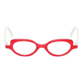 Calabria EB Peep Show Cat-Eye Reading Glasses +0.00 Red Crystal White Marble Women
