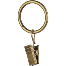 40 Pcs 1.5 inch Curtain Rings for Curtain Rod,Antique Brass Metal Curtain Ring with Clips,Decorative Drapery Interior Diameter Curtain Rod Clips Hangers for Bathroom, Living and Guest Room