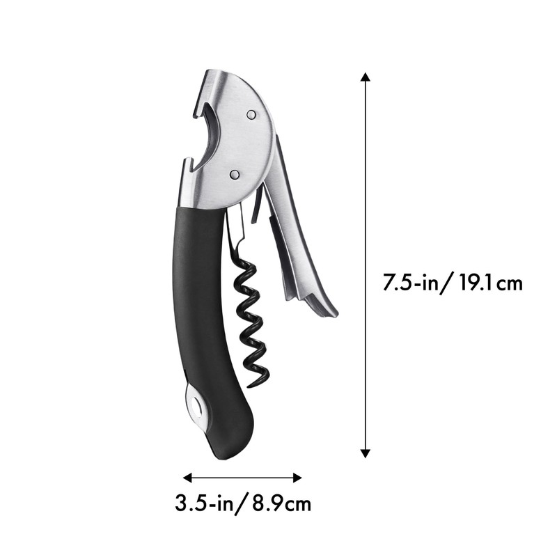 OXO Steel Double Lever Waiter's Corkscrew, Silver/Black