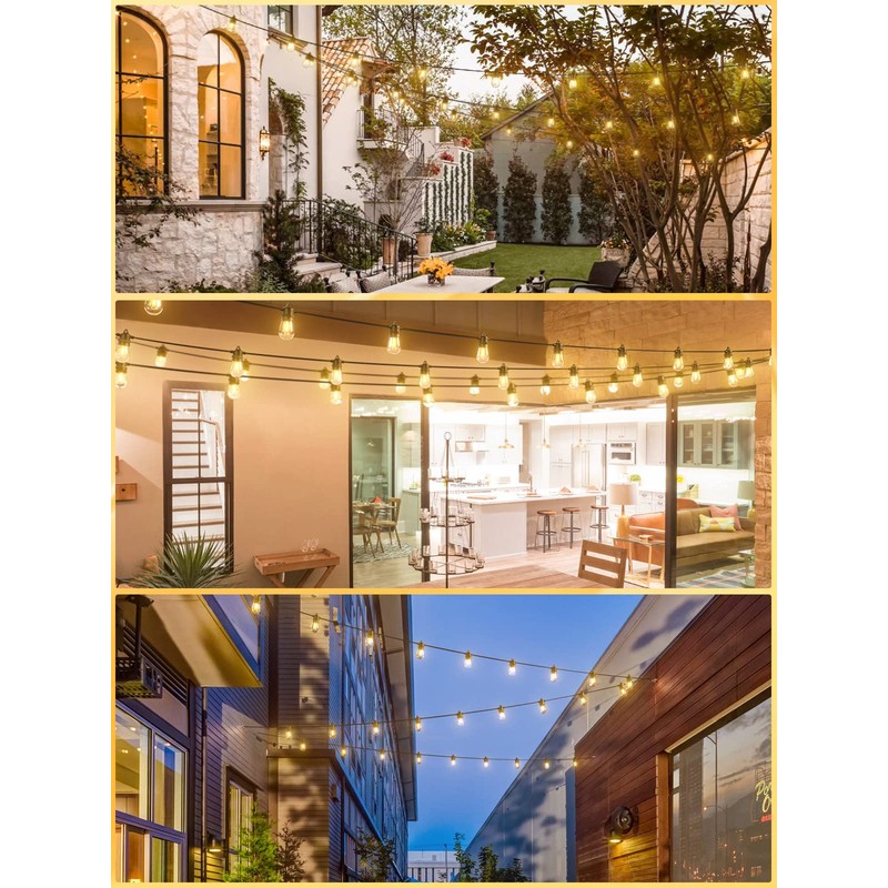 addlon 200FT(4-Pack*50FT) LED Outdoor String Lights with 64 Edison Vintage