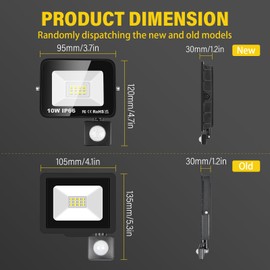 RIGIDON LED Spotlight with Motion Sensor 10 W 1000 LM LED Spotlight Outdoor Spotlight 6000 K Cool White IP66 Waterproof Floodlight Outdoor Lamp for Garden Garage Courtyards Sports Field Yard