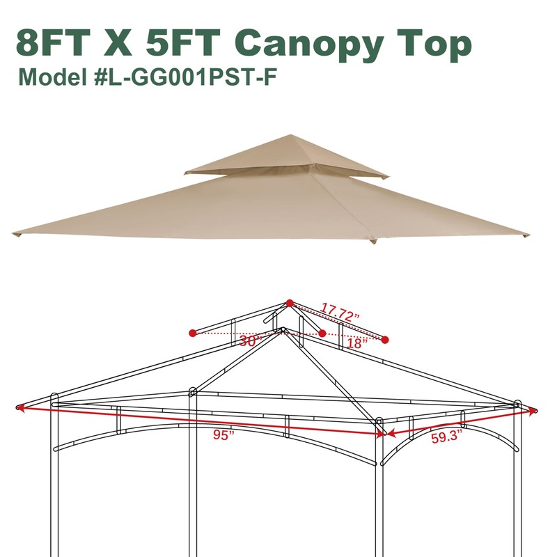 JANCANOPY Gazebo Replacement Cover for Grill Gazebo Model L-GG001PST-F, (Light