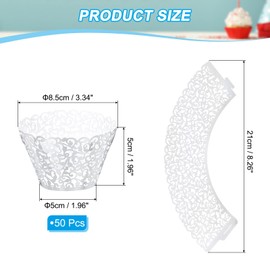PATIKIL Cupcake Wrappers Paper, 50 Pack Baking Cups Standard Vine Decoration for Anniversary Birthday Weddings and Parties, Reflective Silver