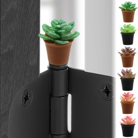 Door Hinge Heads Decorative Topper - Succulent Magnets Door Hinge Decor - Magnetic Hinge Head Topper - Miniature Potted Plant Trinkets (Echeveria, Set of 6)