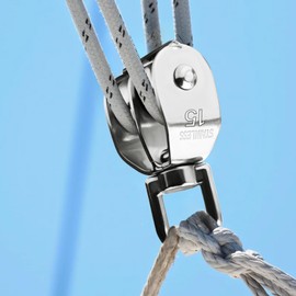 SWTYExt Pack of 2 Pulley Small 15 mm Cable Pulley M15 Double for Ropes Load Capacity 35 kg Stainless Steel 304 Rope Pulley Fitness with Ball Bearing for Ropes up to 6 mm Diameter