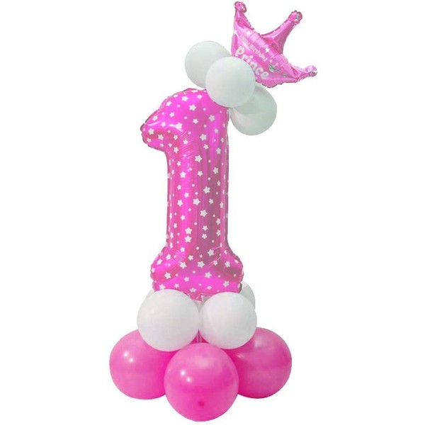 POFET All Numbers Letters Princess Prince Crown Foil Balloons Upright