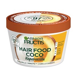 Garnier Fructis Hair Food Coco Mascarilla para Cabello Dañado 350ml, Tratamiento de Reparación Intensiva, Fórmula 98% de Origen Natural, Vegana y Sin 