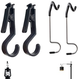 XPOOP 4 Stück Camping Zelt Licht Haken, Multifunktionsklemme Laterne Licht Lampe Kleiderbügel campinglampe Haken Zeltstange Post Hook für Camping Reisen Abenteuer