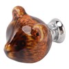 6PCS Bear Door Knob Orange Zinc Alloy Ceramic Decorative Bear