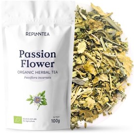Passion Flower Tea Organic 100g (50 Cups) | Organic Passion Flower Herb Loose Herbal Tea | Loose Leaf Passiflora incarnata REPLANTEA