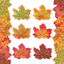HADDIY Fake Fall Leaves,300 Pcs Faux Leaves Decoration Artificial Maple Leaves for Autumn Weddings Decorations and Fall Thanksgiving Décor