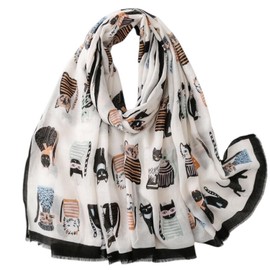 kinaviola Women's Scarf, Large Stole, Shawl, Cat, Cat, Scarf, Haori, Autumn, Spring, Summer, All Seasons, Formal Gift, Gift, Black